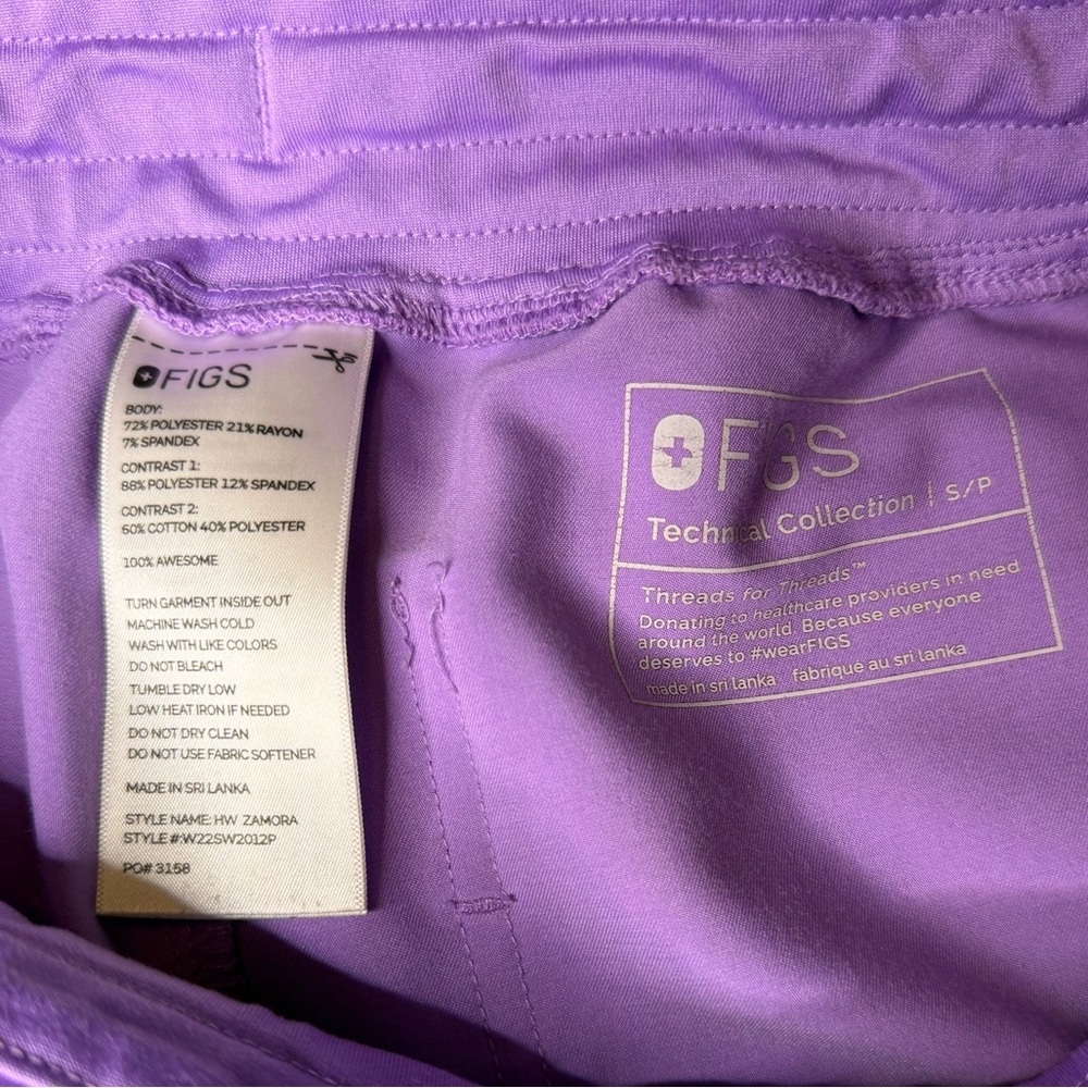 FIGS Lavender High-Waisted Zamora Joggers S/P - Picture 3 of 3